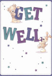 This get well card sparkles with playful warmth, echoing the cheerful optimism found in Beckenham's neighbourhood cafés and parks. Two irresistibly cute characters-a teddy bear and a puppy-jump from the page, arms and paws outstretched as they balance the grand 'Get Well' message. Shades of indigo and teal in the bold lettering contrast gently against a creamy-white background reminiscent of gentle morning light on Beckenham High Street. Playful blue and purple stars twinkle across the scene, infusing a whimsical, hopeful air. The characters' illustrated fur looks so invitingly soft that you can almost feel their comforting embrace, much like the gentle touch of a freshly delivered bouquet. Here, emotional care transcends the illustration: the card becomes more than words, a salve for recovery, just as a florist's arrangement delivered to a local Beckenham doorstep lifts the spirits of those in need.